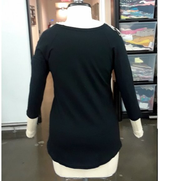 New Black Owl Print 3/4 sleeve T-shirt - Picture 4 of 4